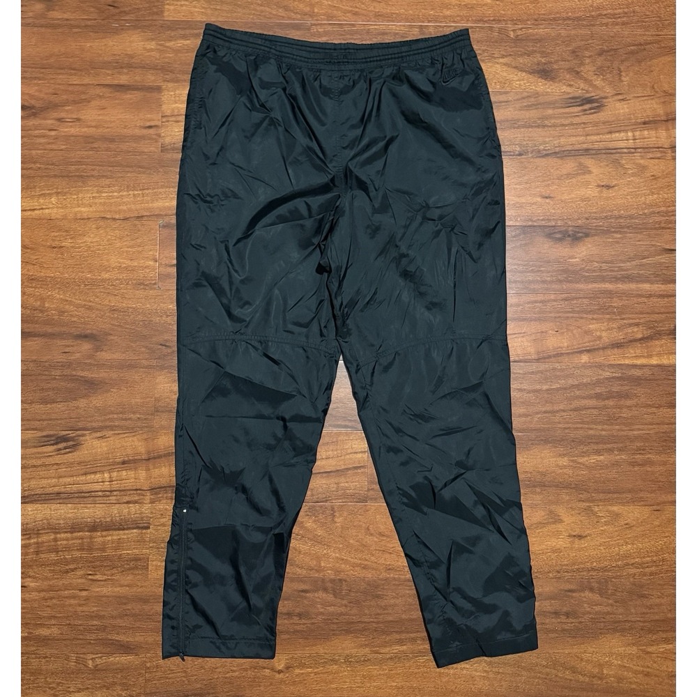 Vintage Nike Black Windbreaker Pants No Lining Ankle Zipper 90s